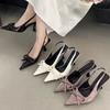 2025 New Heels for Women Pointie Bow Sandals Black Wedding High Heels Fashion Summer Patent Leather Lady Pumps Zapatos De Mujer