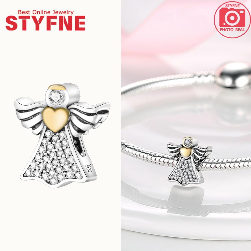 New Silver 925 Angel Sculpture Charms Heart Beads Fit Bracelet for Women Jewelry Party Beads DIY Fine Jewelry Gifts