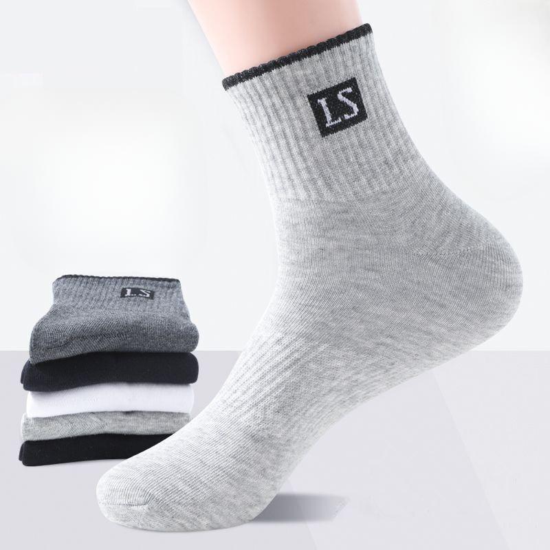 5/10 пар высококачественных мужских носков из хлопка, дышащие, впитывающие пот, средние трубчатые носки, дезодорирующие, деловые, мужские спортивные носки