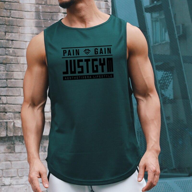 Muscleguys Sweat-absorbing and Breathable American Fashion Brand Printing Summer Fitness Vest Men's Sports Sleeveless T-shirt