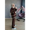 Two Color Seasonal Thin Fabric Knitwear Suit Brown