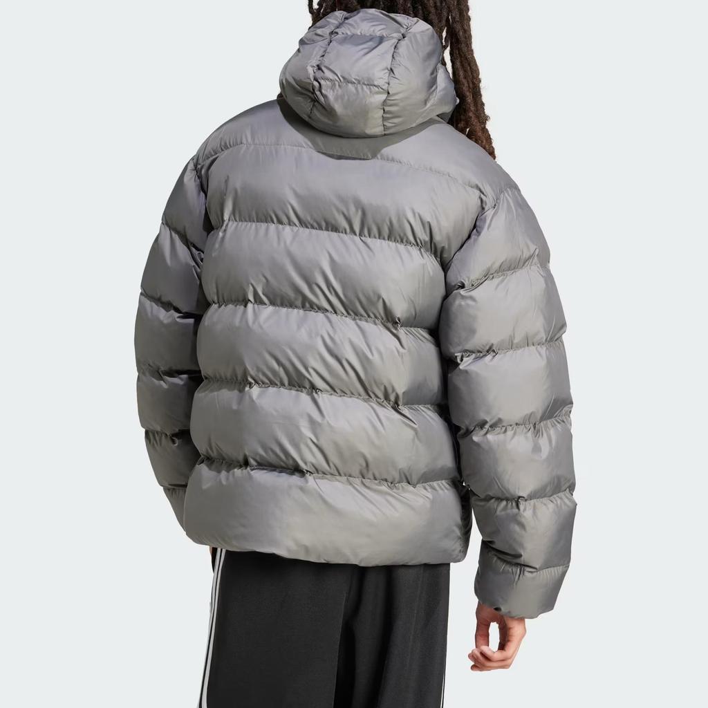 adidas Мужская пуховая куртка Originals с капюшоном, однотонная, серая, четыре IY3398