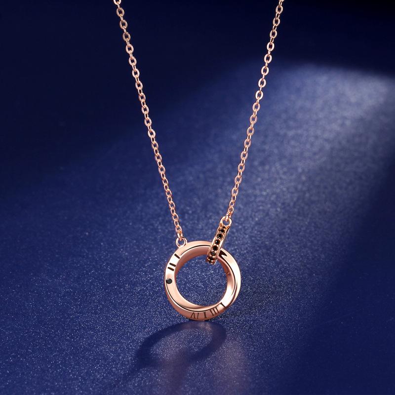 Mobius Couple Double Ring Necklace Female Korean Version Niche Light Luxury High Sense Couple Gift Girl Premium
