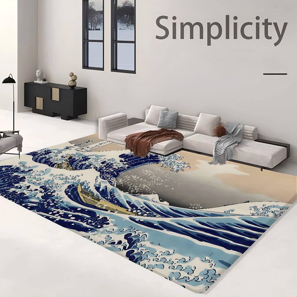 The Great Wave Off Kanagawa Room Mats Retro Multiple Choice Living Room Kitchen Rug Non-Slip Welcome Rug