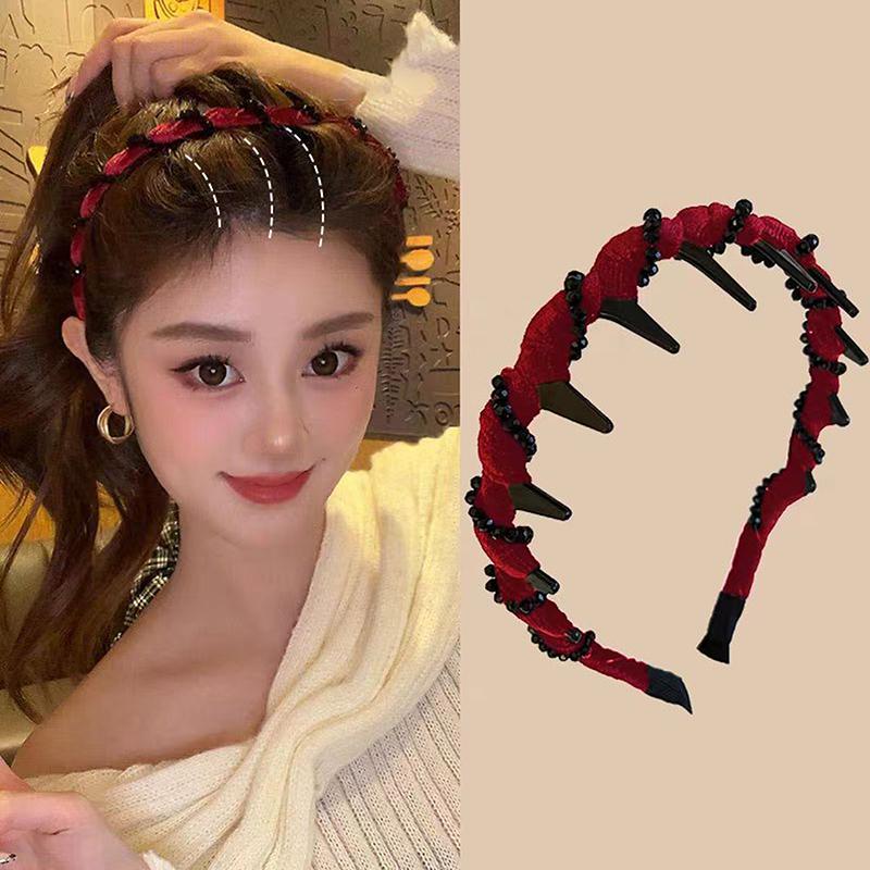 Винтажная бархатная резинка для волос с жемчужной волной для женщин и девочек, милая нескользящая зубчатая резинка для волос, аксессуары для волос