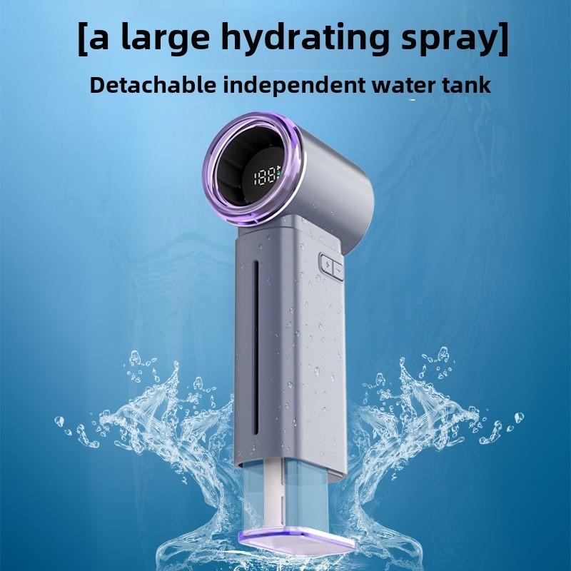 199-Speed Ice Mist Handheld Fan 4000mAh Portable Multifunctional Electric Turbo Fan One-Touch Spray Pocket Fan