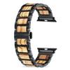Natural Wood and Stainless Steel Band Strap for Apple Watch IWatch All Series Ultra 3 38/40/41/42/44/45/46/49mm