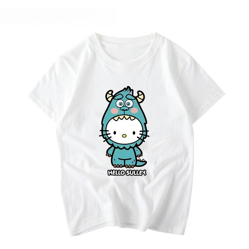 Sanrio 2026 Лето Комикс Форма Хелло Китти Изображение 100% Хлопок Повседневная Футболка Взрослый Дети Родитель-Ребенок Топ Домашняя Одежда Y2k