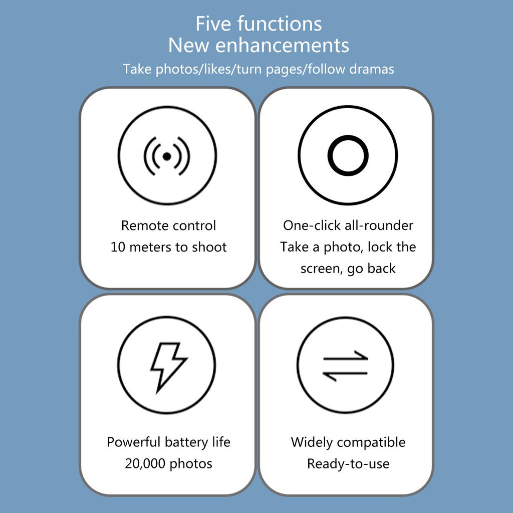 Перезаряжаемая беспроводная камера с функцией перелистывания страниц, кнопка спуска затвора для фотосъемки, встроенный аккумулятор емкостью 200 мАч для презентаций