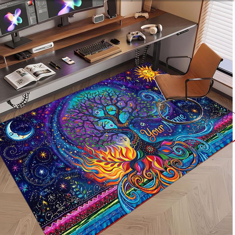 Music General Theme Soft Crystal Velvet Rug Custom Name & Text Print Non Slip Floor Rug for Bedroom Living Room