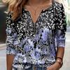 Женские футболки с длинным рукавом и цветочным принтом в виде осенних роз, свободные футболки больших размеров с V-образным вырезом, удобные блузки
