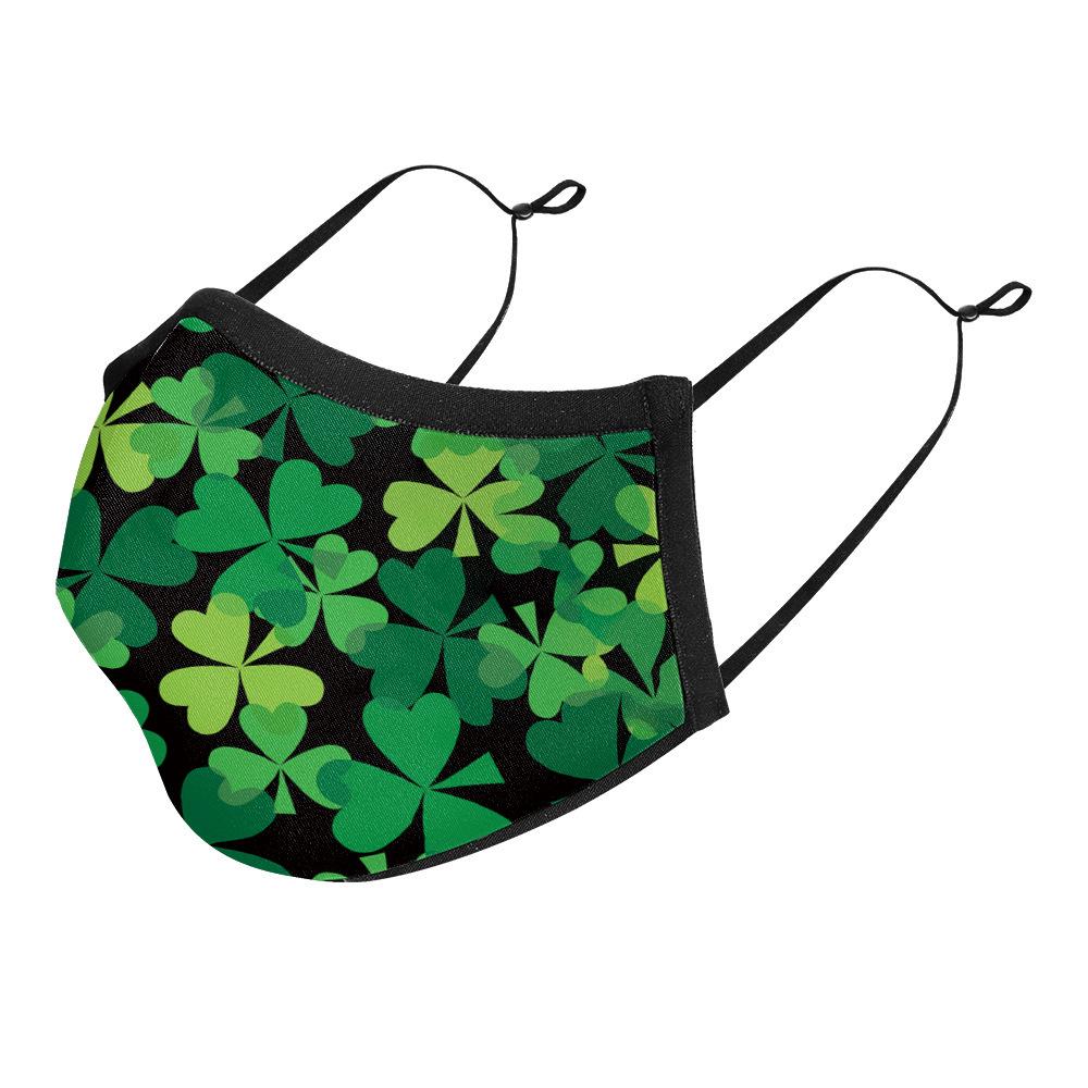 Irish Festival Shamrock Print Sun Protection Breathable Face Mask - Adult Double Layer