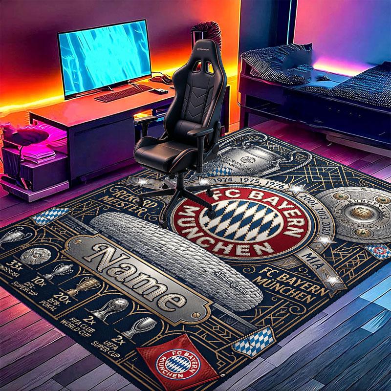 Custom Name Personalized FC Bayern Munich Print Carpet, Versatile Home Decor Rug, for Playroom, Apartment, Balcony, Entryway, Hallway Gift