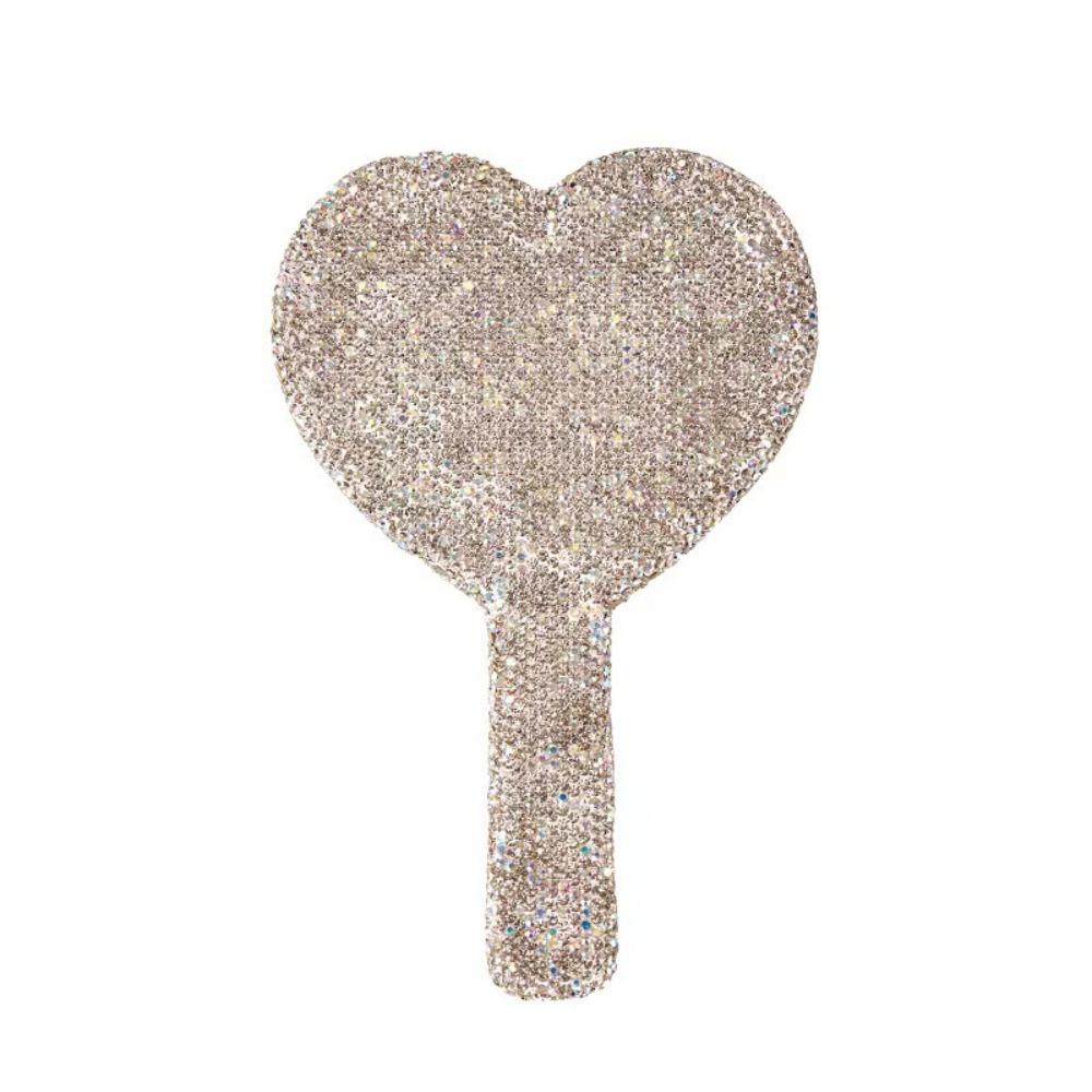 Shiny Love Heart Mirror Square/Round Hand Cosmetic Mirror Sweet Handheld Makeup Mirror Female