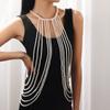 Women'S Multi-Layer Pearl Body Chain Fashionable Personalized Beaded Chest Chain Retro Hollow Body Jewelry