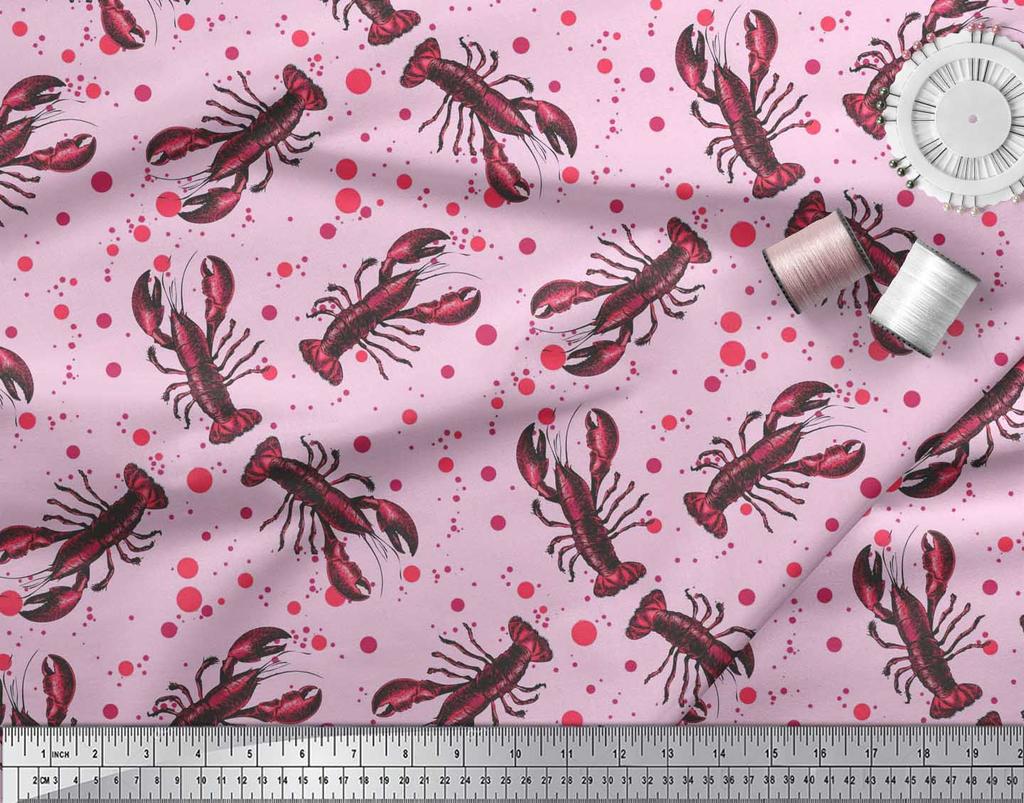 Soimoi Японская креп-сатиновая ткань в горошек и лобстер с океанским принтом, 42 дюйма по метрам