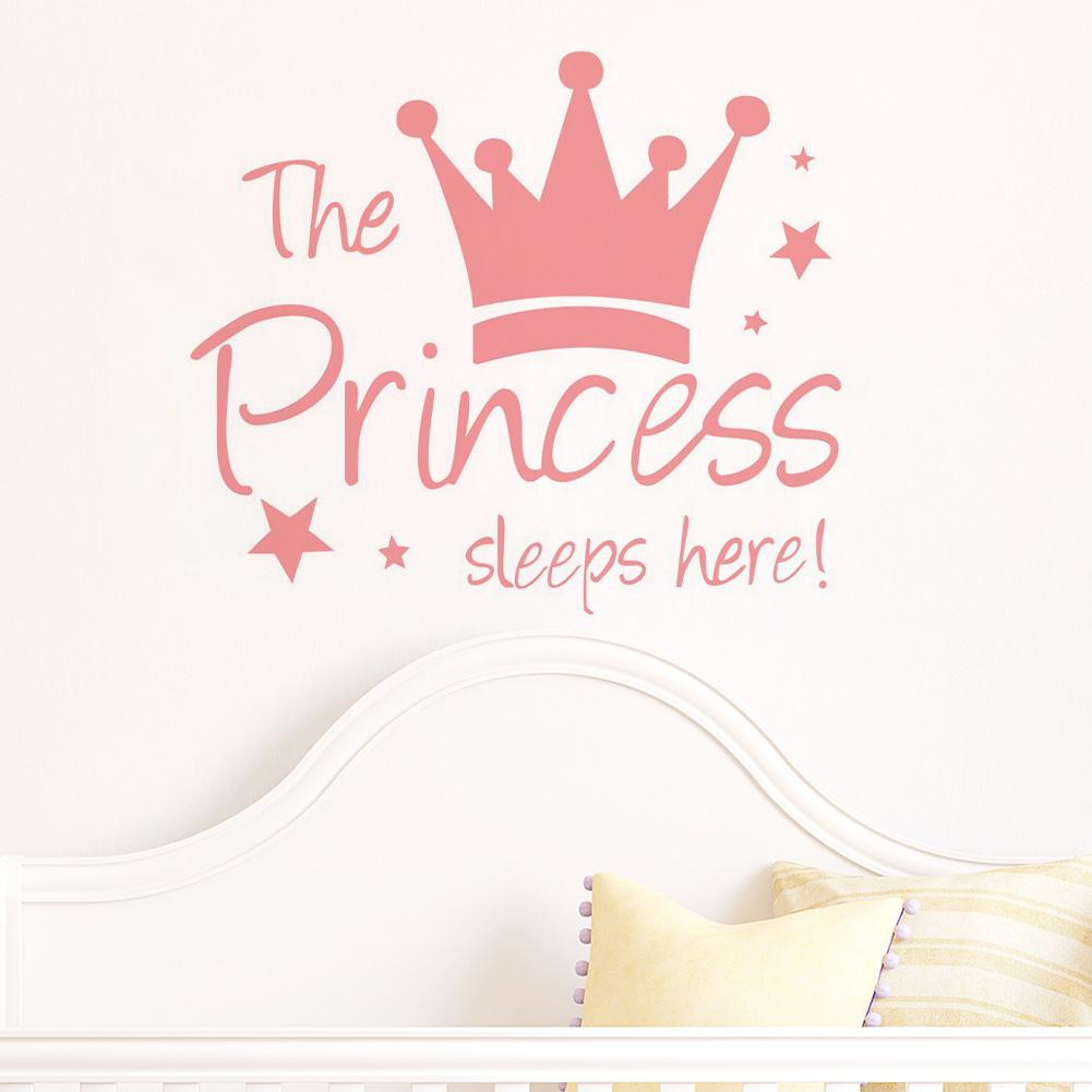 Наклейка на стену для малышей, корона, настенная роспись, фон для детской гостиной, съемная наклейка, принц, спящий здесь, декор для спальни принцессы