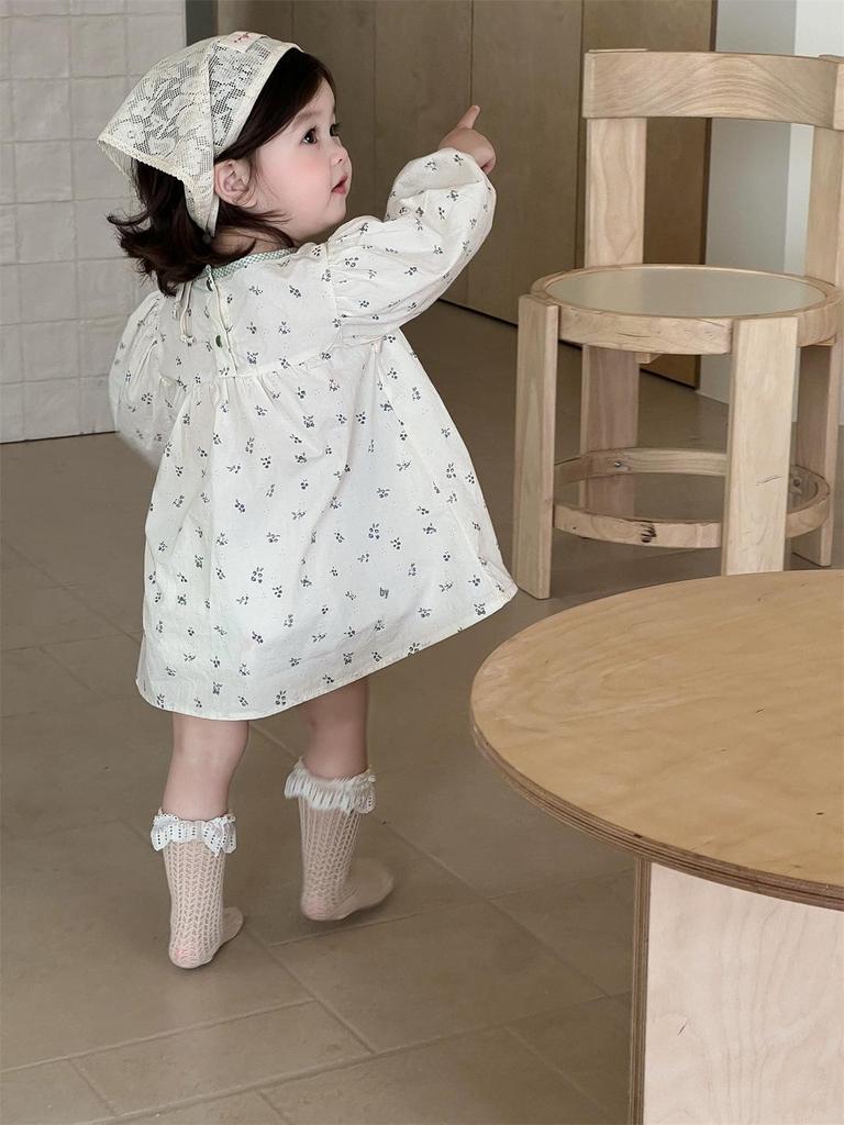 Осеннее платье для девочек в горошек с кружевным воротником - Корейский стиль, тренд принцессы