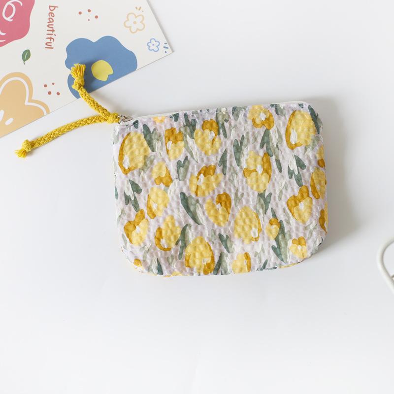 Мини-сумки-органайзеры из хлопка с цветочным принтом для женщин, маленькая тканевая косметичка для макияжа, маленькая сумочка для монет, детский косметичка