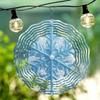 Snowflake Wind Chime Outdoor Decor Durable Metal Hanging Ornament for Patio Balcony Garden Christmas Halloween Thanksgiving Blue White Design