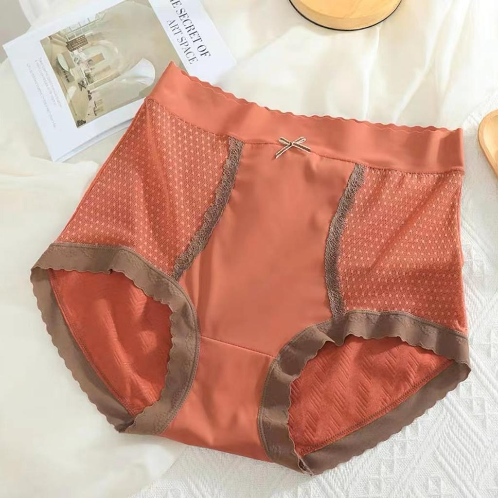 Women's Cotton Briefs Panties High Waist Sexy Lace Bowknot Panties Underwear Lingerie