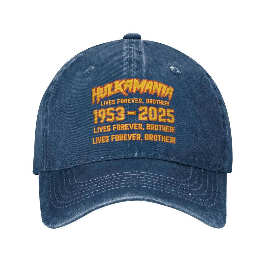 HulkHogan 2025 Hulkamania RIP Men Women Baseball Cap Lives Forever Distressed Washed Hats Cap Outdoor Summer Gift Snapback Cap