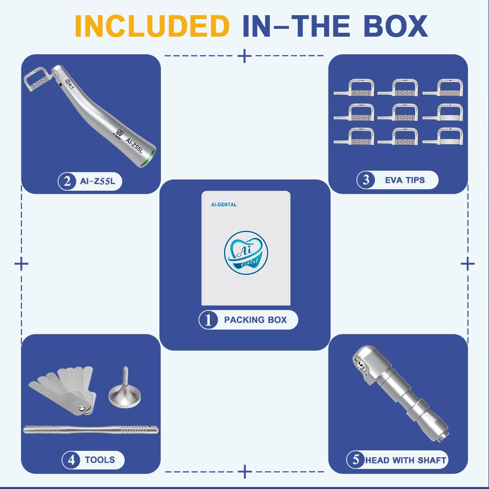 Стоматологический угловой наконечник AI-EVA-Z55L 4:1 полотно сабельной пилы, внутренний распылитель воды с оптоволоконным ортодонтическим наконечником