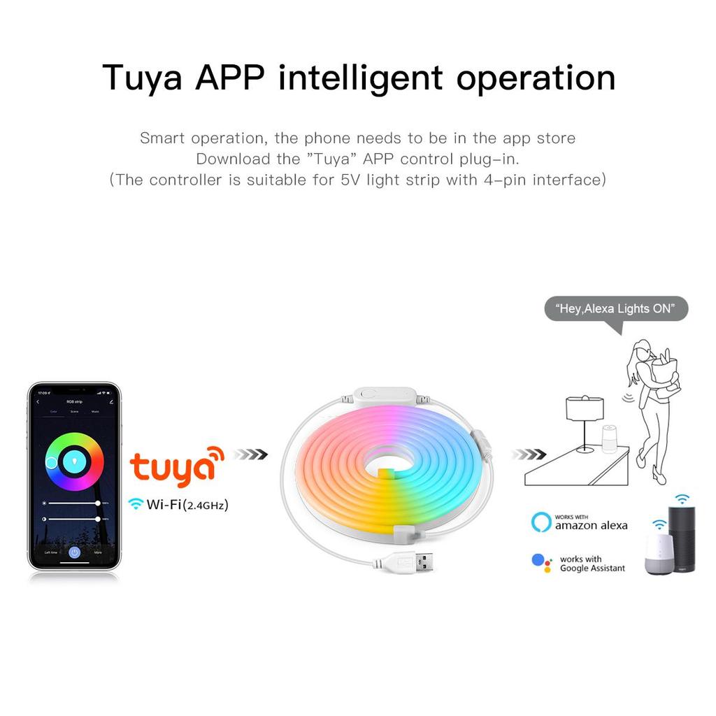 USB 5V TUYA Smart WiFi RGB LED Strip Controller WIFI LED Strip Dimmer 4pin Smartlife APP 5050SMD 2835SMD Work with Alexa Google