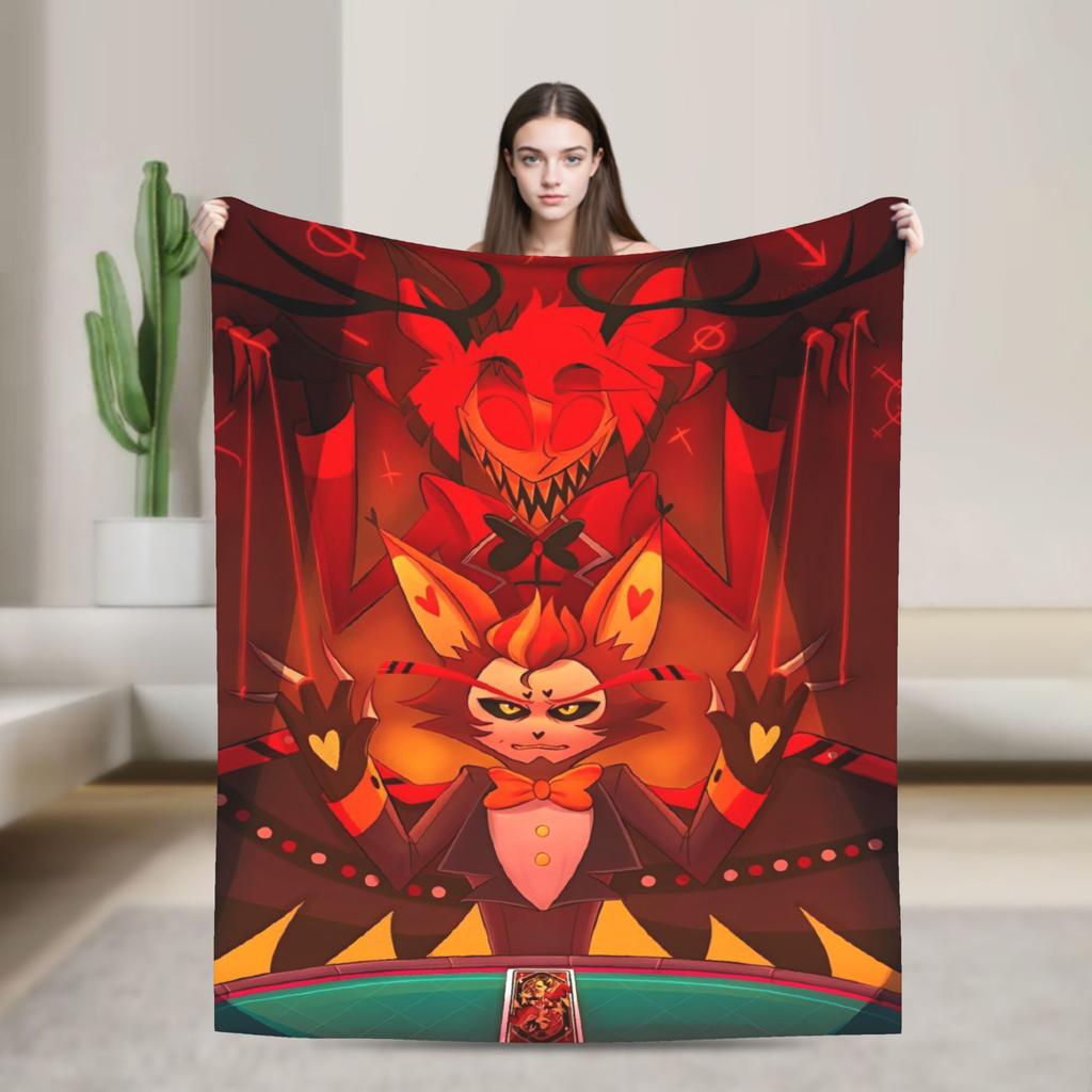Hazbins Hoteles Anime manta suave avión viaje ropa de cama de felpa lanza esponjosa sala de estar colcha de franela funda de sofá cama