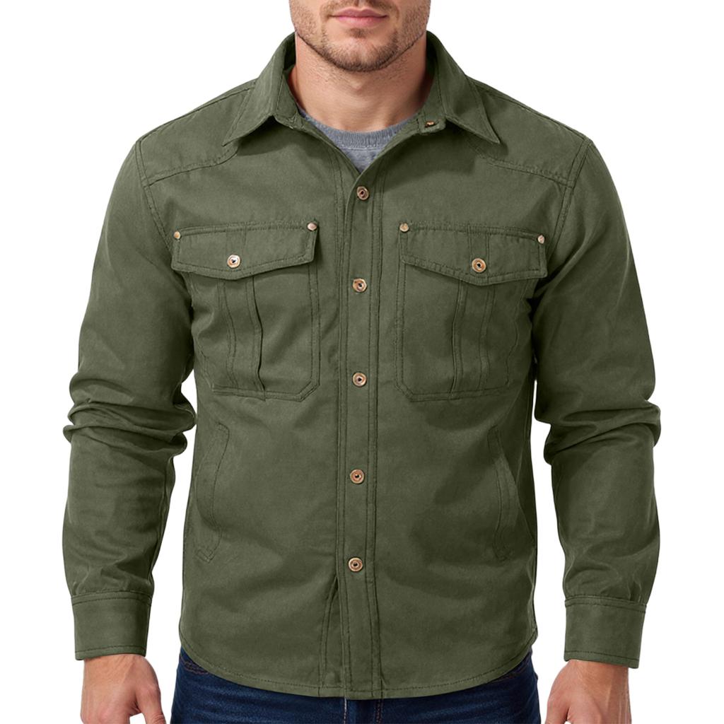 Men's Relaxed-Fit Casual Workwear Long-Sleeve Jacket Shirt