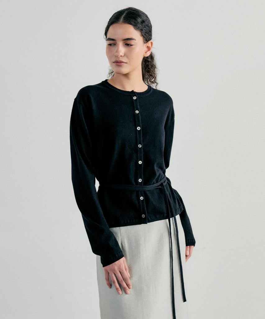 NOTIA Plain Strap Cardigan - Black