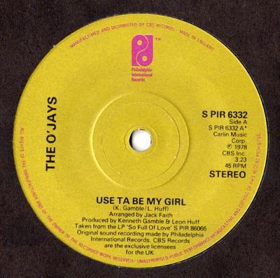7-дюймовая пластинка O'JAYS - Use Ta Be My Girl SPIR6332 Филадельфия 1978 Великобритания Соул/Фанк Б/У