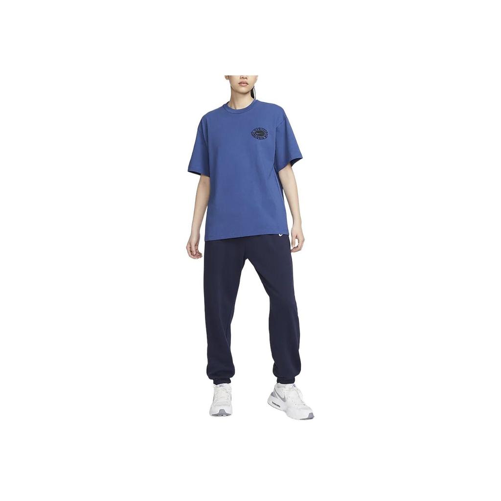 Nike Футболка унисекс с круглым вырезом и коротким рукавом, повседневная, с логотипом, синяя FZ7621-486