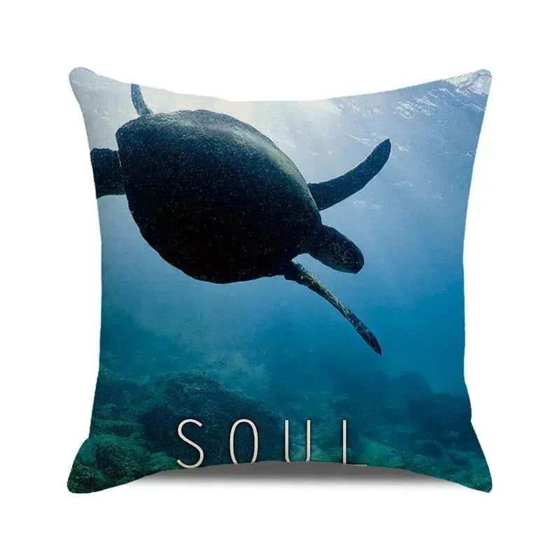 45x45 cm Blue Ocean Style Square Cushion Cover Beach Coconut Grove Sunset Scenery Print Pillowcase Home Decor Pillow Cover