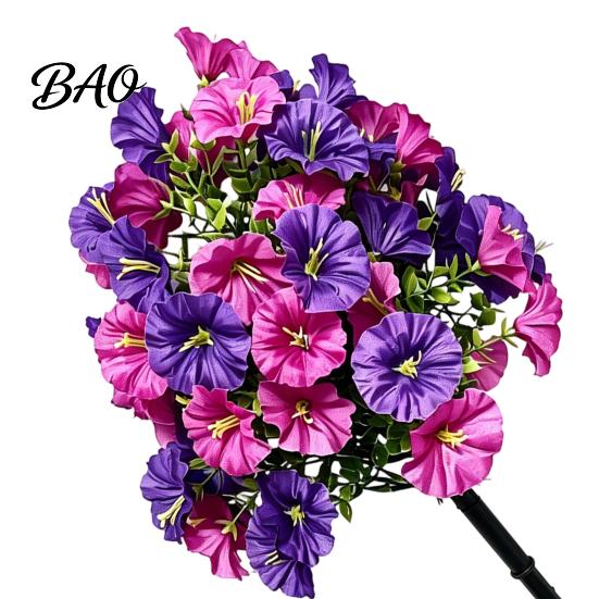 Artificial Flowering Plant Set Petunia Flower Stake, Fake Morning Glory Ground Stake Flower, Garden Arrangement Outdoor UV?Resistant Floral