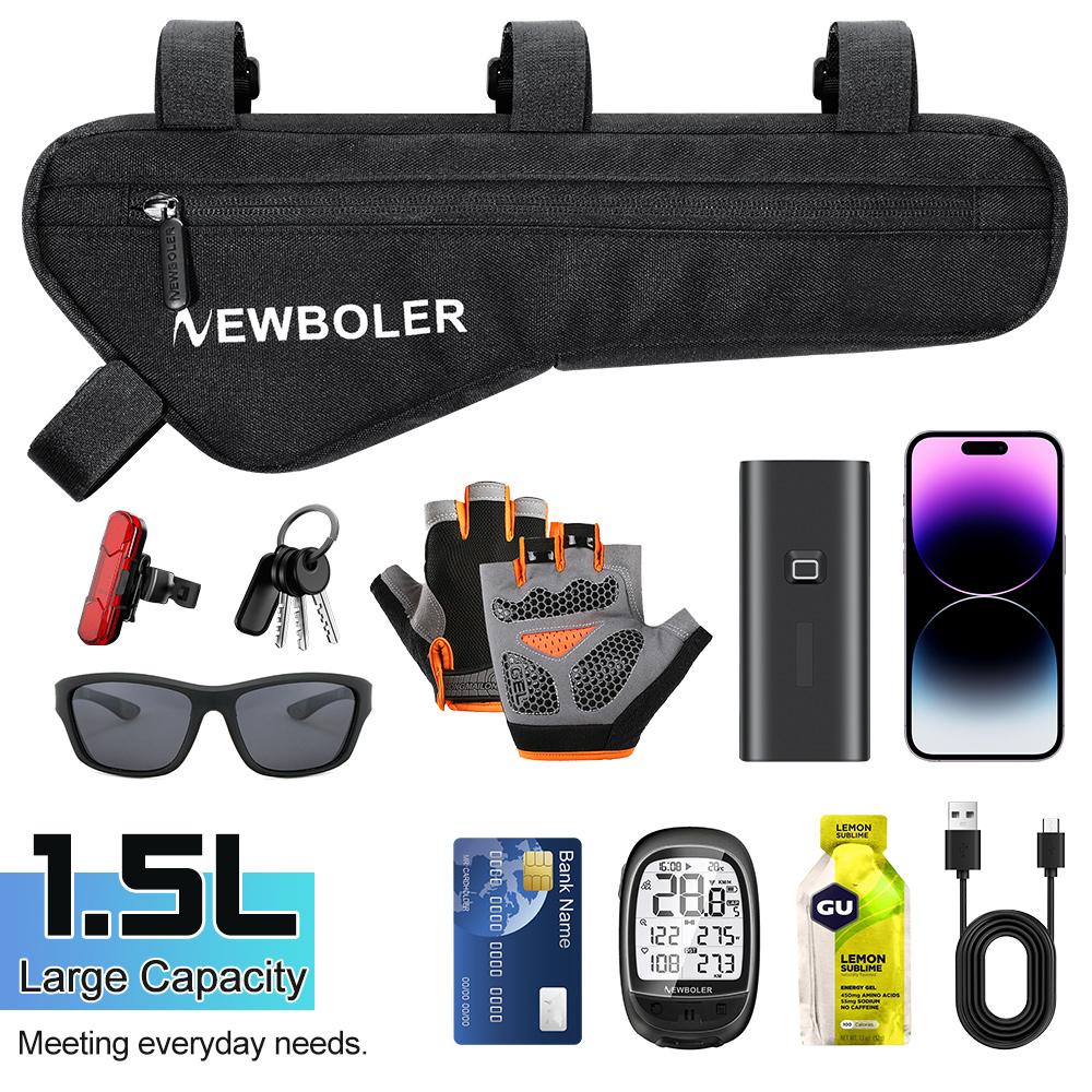 NEWBOLER Bicycle Triangle Bag Bike Frame Front Tube Bag Cycling Bag Bikepacking Pouch Accessories