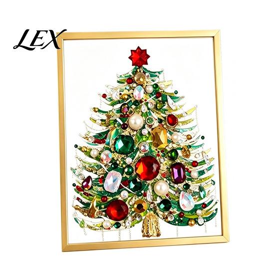 Unique Holiday Present for Friends DIY Faux Crystal Beaded Painting Christmas Tree Kit, Sparkling Decoration Making Kit Craft Set, 3D Gem Beads