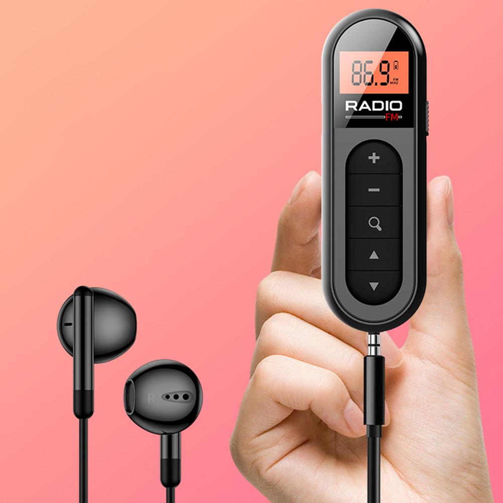 Backlight LCD Display Mini Pocket FM Radio Rechargeable Walkman Radio 76-108MHZ Portable Clip Radio Receiver for Walking Jogging