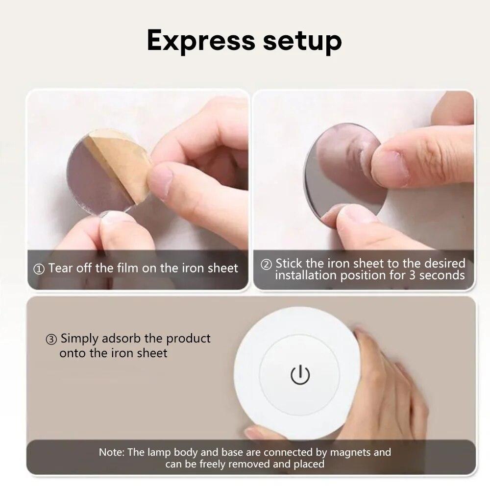 LED Touch Sensor Night Lights 3 Modes USB Rechargeable Lights Round Portable Dimming Night Lamp Room Decor