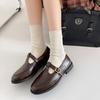 Легкий темперамент ретро британский стиль толстый каблук маленькие кожаные туфли женские новинка весна-осень 2025 юбка французские мокасины
