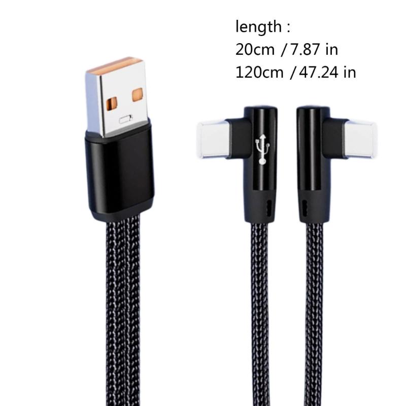 Кабель для зарядки Type-C и USB под углом 90 градусов 5A Кабель для быстрой зарядки для быстрой подачи питания и синхронизации данных