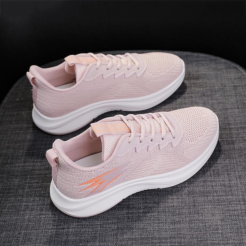 Autumn new breathable fly-woven sneakers fly-woven mesh flat-bottomed lightweight soft-soled running shoes