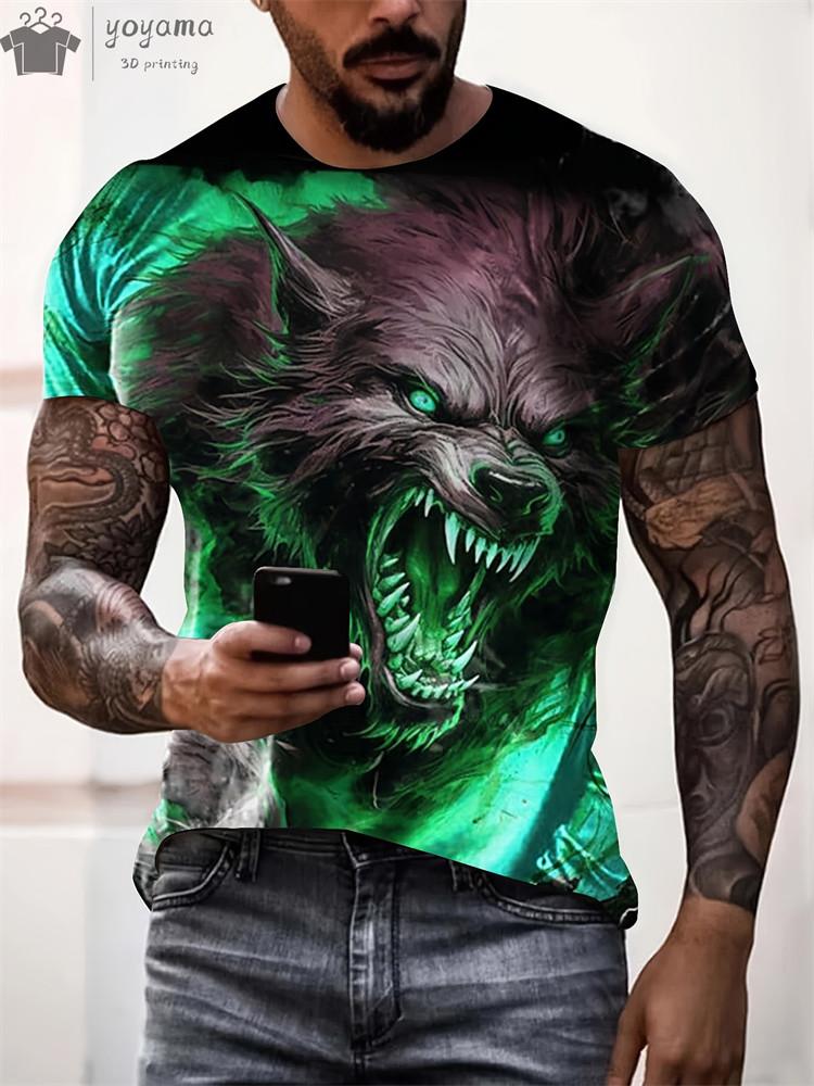 Men's T-Shirts Short Sleeve Beasts Graphic 3D Animal Printed Street Style Man Tops Oversized T-Shirt Casual O-Neck Harajuku Tee