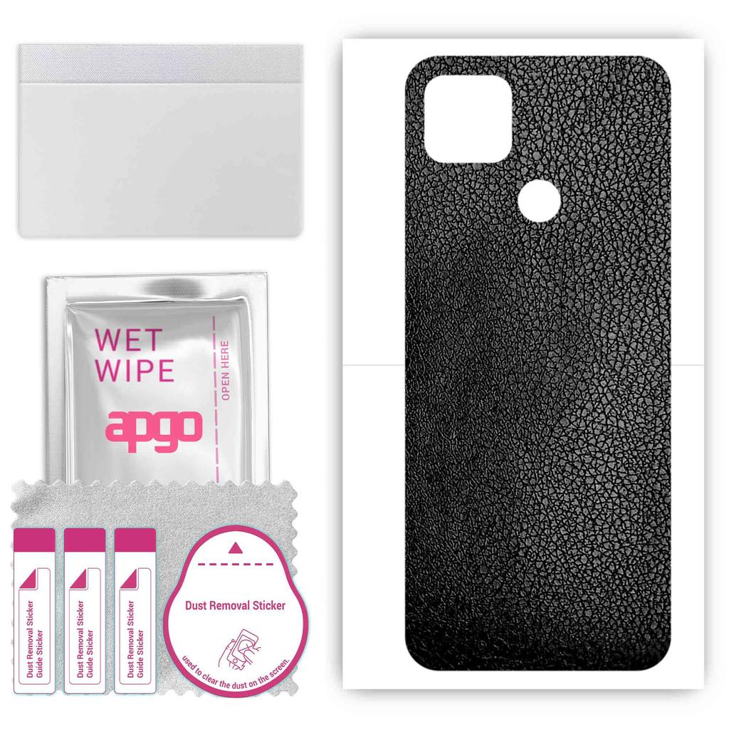 apgo Protective Skin Sticker for the back compatible with Lenovo K12 Pro, Wrap Film, Foil, Vinyl - Pattern Black Leather