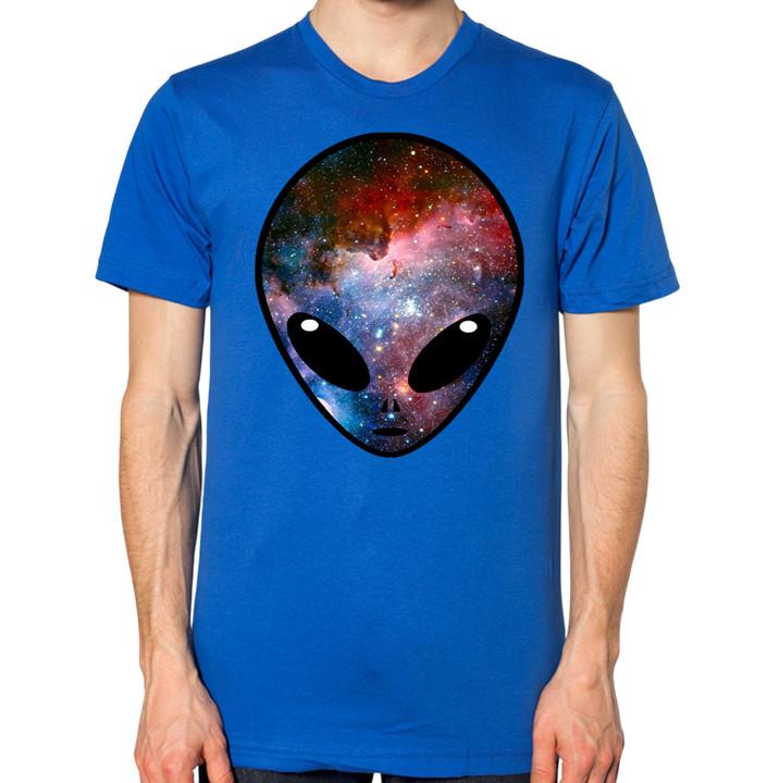 Alien Galaxy Head Universe Space T-Shirt Men Women Unisex Aliens Top