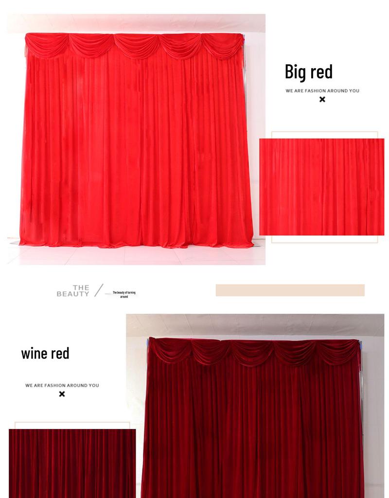 Black, Burgundy & Gold Velvet Wedding Stage Backdrop Drapes with Gauze