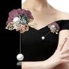 Rinhoo Ladies Cloth Art Fabric Imitation Pearl Flower Brooch Women Long Needle Cardigan Shirt Shawl Suit Badge Lapel Pin Jewelry