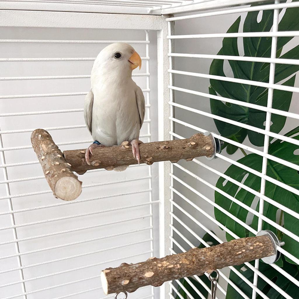 Parrot Cage Perch Chewing Stick 4 Piece Versatile Use Wooden Sturdy Bird Toy Climbing Standing