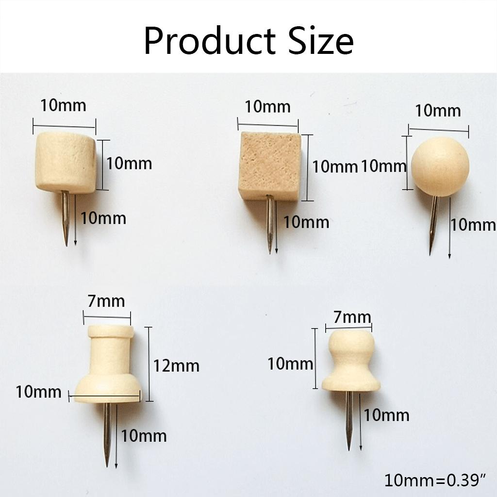 30 Pcs for Creative Wooden Push Pin Set Paper Photo Memo Document Steel Tack Postcard Push Pin for Home DIY Photo Wall