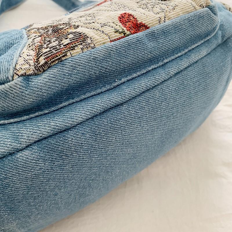 Джинсовая сумка Многосекционная сумка через плечо Женская сумка на плечо